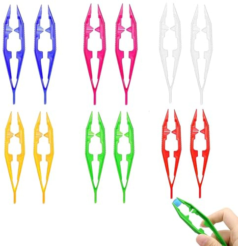 12 PCS Motor Skills Craft Tweezers for Beads Sorting & Counting, Fine Motor Skills Sensory Bins