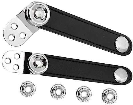 VICASKY 2 Stück Akkordeon Balgriemen aus Rindsleder und Stahl Schwarz und Bequem mit Schnalle für Üben und Konzert 8,2cm