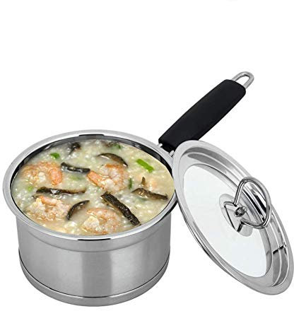 XUEXUDO Pentola Pentola Pentola per Latte Pentola per Zuppa con Coperchio in Vetro Temperato Acciaio Inossidabile 304 A Induzione, Padella Argento