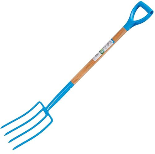 Traditional Stainless Steel Digging Fork, Wooden Handle