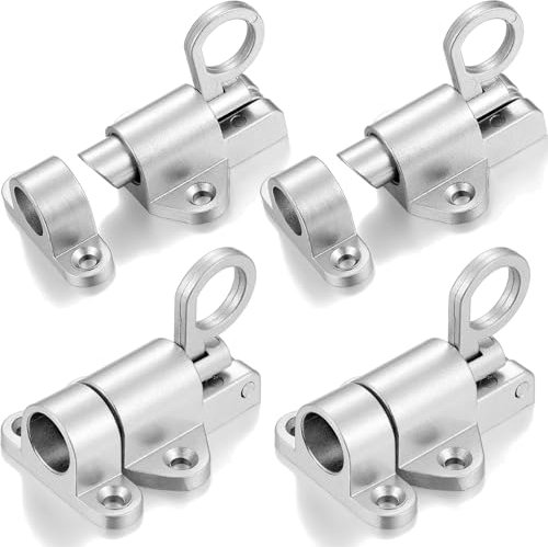 Litensh Automatique Verrou de Porte, Loquet à Ressort Loquet de Porte Verrouillage de porte à ressort Verrouillage de boulon élastique Boulon à Rebond pour les Fenêtres Portails (Silver - 2Pack)