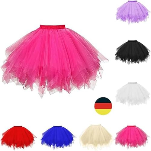 Tüllrock Damen Tütü Rock 50Er Ballett Unterrock Elastische Hohe Taille Ballettrock Petticoat Tanzkleid Karneval Kostüm M-XXL