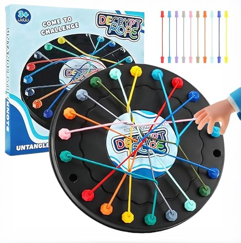 Brainy Knots Puzzle Game - Knots Brain Strategy Rope Challenge Toy, Logic Strategy Board Twist for Kids and Adults, Board Puzzle Games for Family Gathering