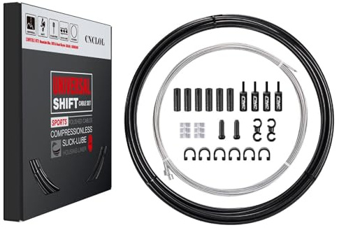 CNCLOL Mountain Bike Derailleur Gear Cable Set, Universal Shift Cable Kit with Stainless Steel Wire, 2.8m Inner & 3.5m Housing for MTB/BMX/Road/Kids Bike