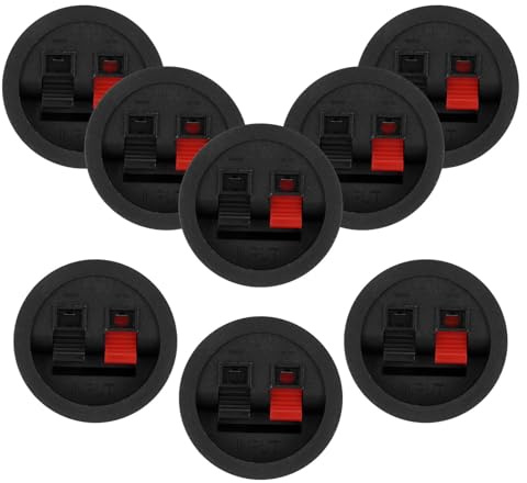 Vaguelly 8Pezzi Morsettiera Rotonda per Altoparlante Clip Molla Express per Facili Terminali per Audio per Audio Domestici e Professionali