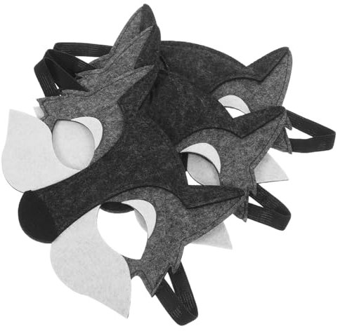 INOOMP 3stücke Wolfsmasken Für Junge Mädchen Lustige Filzmasken Für Cosplay Und Partys Tiermasken Für Geburtstagsfeiern Und Kreative Aktivitäten Graue Maske Für Junge Mädchen