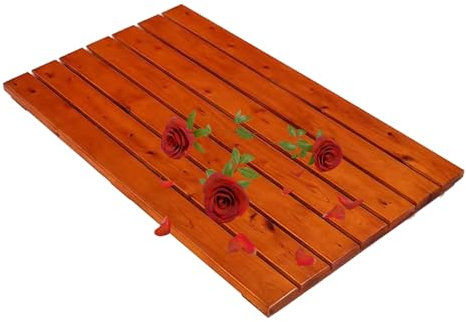 Générique Tapis de Bain antidérapant en Bois pour Salle de Bain, Tapis de Douche rectangulaire en caillebotis résistant à l'eau, Tapis de Sol en Bois de qualité Spa, Couleur Marron (30 x 70 cm)
