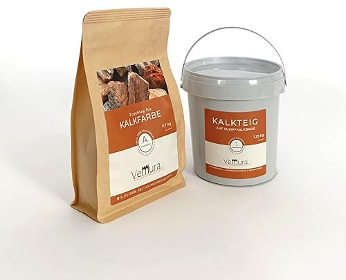 VeMura Kalkfarbe | Limewash, Kalkteig & Zuschlag für Kalkfarbe, Natürliche Wandbeschichtung für Innen