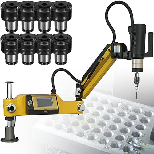 SHENGSHIYU Filettatrice per Tubi,Filettatrice Industriale con Cambio Rapido (10 Secondi) 8 Mandrini Inclusi M3-M16,312 Giri/min,Doppia Molla Pneumatica,Maschiatore per Produzioni in Serie
