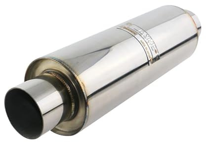 VREFOEAX Garganta Cola Coche Resonador Escape Universal Acero Inoxidable de 2 Pulgadas y 2,5 Pulgadas silenciador bajo Flujo y Voz Tubo de Escape de automóvil(ZL401d-JS)
