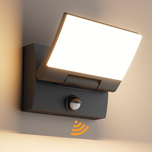 K-Bright 30W LED Applique Esterno/Interno con Sensore di Movimento Nero