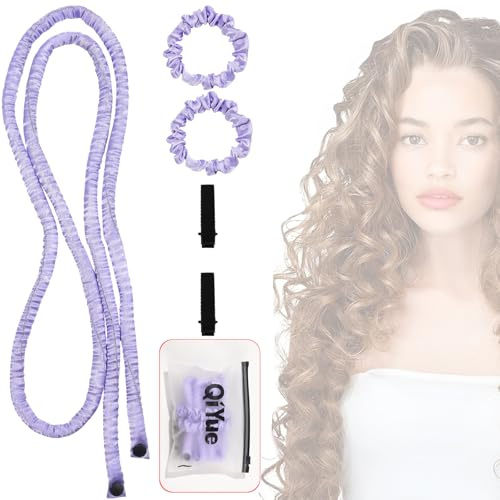 Heatless Curls Band, Hitzefreie Lockenwickler Lila, Heizloses Kleines Lockenstangen Stangen Stirnband, Geeignet Für Alle Haartypen Und Texturen,Schulterlänge Oder Längeres Haar Optimale Ergebnisse.