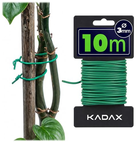 KADAX 2 x Gartendraht 3mm x 5m, grüner Bindedraht zum Befestigen von Pflanzen, Pflanzendraht gummiert, wetterfester Draht für Garten, Blumendraht ummantelt