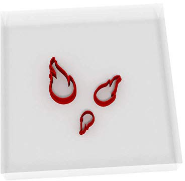JUST Tiny Flame Shape Cutters | Set of 3 Mini Plastic Cutter for Fondant, Clay, Crafts, Icing, Baking (1.25, 0.75, 0.5)