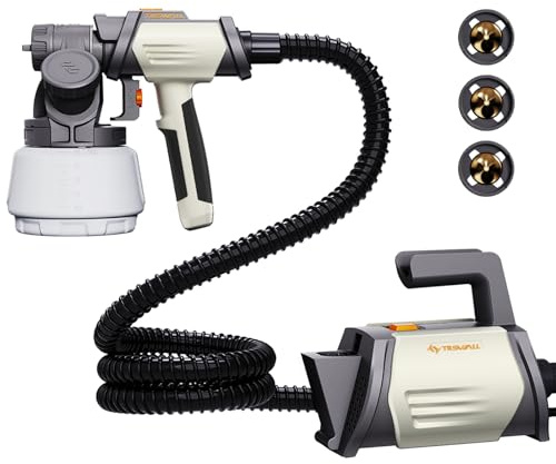 Tilswall Shark800 Pistola de Pintura, 800W HVLP Pistola Pintura con 1300 ml de Capacidad Extraíble, 3 Modos, 4 Boquillas de Latón, 120 DIN-s Pistola Pintar Electrica para Pintar Armarios, Paredes