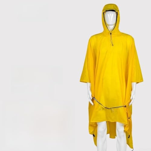 Yhenlovtt 15D und beschichtetes Nylon-Silikon für Krempe, Regenhaube, wasserdicht, Schwarz (Gelb L), Poncho, Outdoor, Camping und Wandern, mit 3D-Pu8000 mm