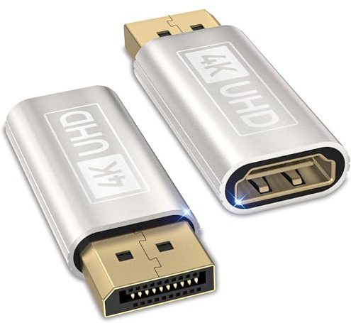 2 Piezas Adaptador DisplayPort a HDMI,unidireccional DP a hdmi Macho a Hembra,4K@30Hz/2K@60Hz/1080P@120Hz DisplayPort a HDMI Compatible con portátiles,Ordenadores de Escritorio,HP,HDTV proyectores