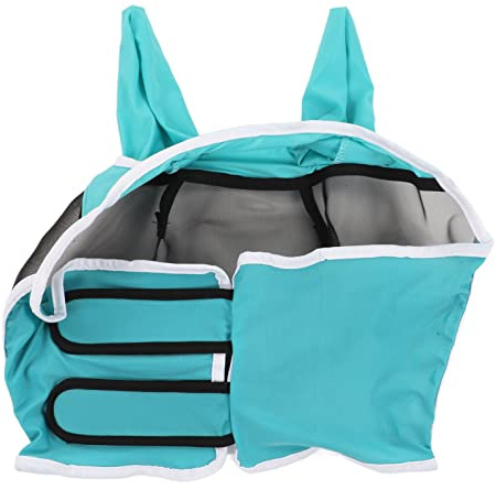 Asixxsix Mesh Horse Flugmask Avtagbar Andningsbar med UV-skydd för Hästar, Effektiv Myggavvisande Hästögonmask med öron (S)