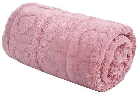 BAISEBAOFU Fleece Baby Blanket Heart Checkered, 30X40 Super Soft Cozy Warm Sherpa Blanket for Girls Boys, Baby Essentials Newborn (Pink)