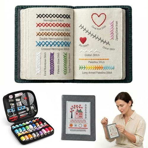 VVQWCY Embroidery Stitch Book Set, Stickbuch Zum Selber Sticken, Erwachsene Stickset