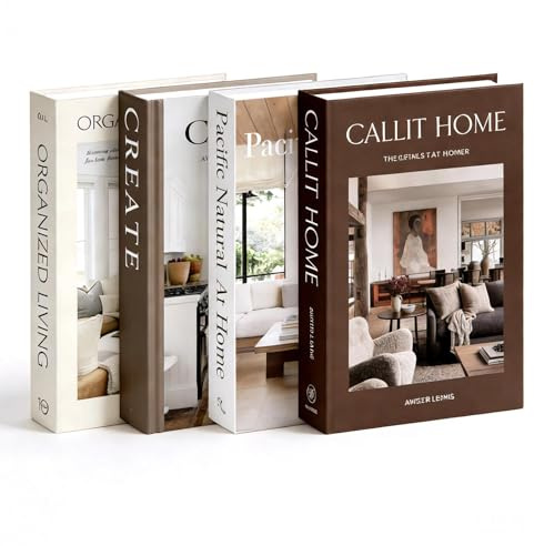 MFSKJELF Modern Decorative Books Set of 4, Fashion Hardcover Display Books for Home Décor, Foldable Faux Book for Coffee Table, Bookshelf,Office - Stacked Modern Decorative Book Set