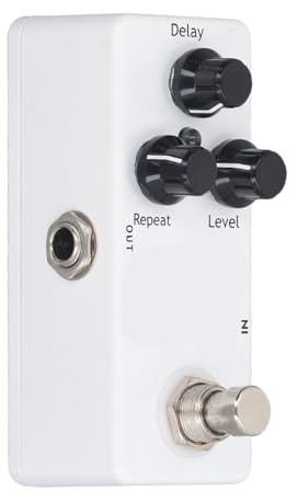 Pedal de guitarra con efectos de retardo SustVita con indicador de estado LED, configuraciones de ajuste amplio, 3 perillas para retardo/repetición/nivel, CC 9 V para pedal de