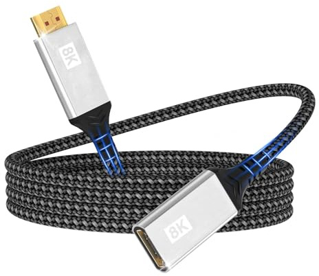 afhgdjr 2M Câbler Allonge Hdmi Male Femelle Rallonge HDMI Câble d'extension HDMI 2.1 Mâle vers Femelle 8K High Speed UHD eARC HDCP 2.3, Compatible 4K à 60 Hz Compatible avec TV Stick, HDTV, PS5/PS4