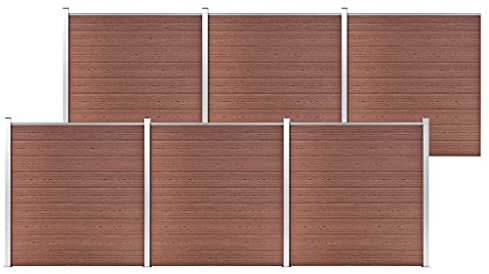Yisssmeng 1045 x 186 cm - Clôture de jardin en WPC - En matériau composite bois-plastique avec poteaux en aluminium - Pour jardin, cour et terrasse - Design moderne - Robuste et durable