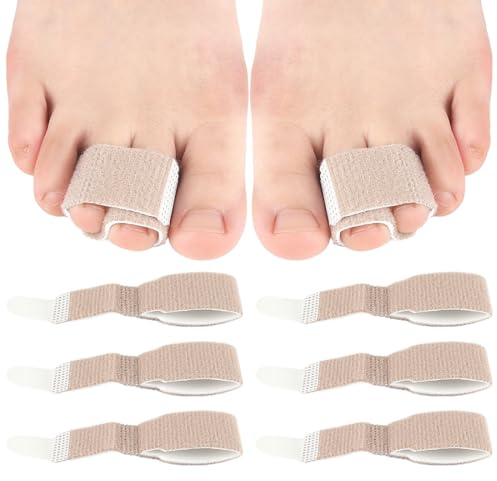 QEXUJOW Correctores de dedos del pie en medicamentos, remedios y suplementos dietéticos,Férula correctora de 6 piezas para dedos en martillo con acolchado y vendaje protector para dedos