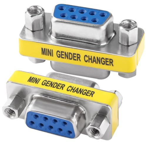Flomiara DB9 Serial RS232 Adaptador hembra a hembra, mini cambiador de género de 9 polos, conector serie DB9 hembra a hembra RS232 convertidor de puerto para equipos industriales PC SPS medidores