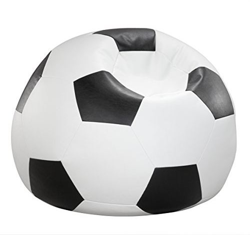 Linke Licardo Fussball-Sitzsack mit Lederoptik-Bezug schwarz/weiß Ø 90 cm