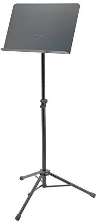 K&M 11960 Orchesternotenpult Schwarz – Notenständer von 74 - 127 cm ausziehbar – Stahl-Notenplatte mit Schnellverschluss