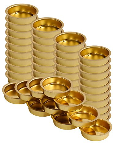 Bütic GmbH Bougeoir plat en laiton 40 mm, pour bougies chauffe-plat de taille standard, Métal, or, 50er Set