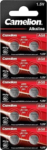 Camelion 12051008 Celdas sin Mercurio alcalinas de botón AG8/LR55/LR1121/391 (1,5 V, 10 Unidades)