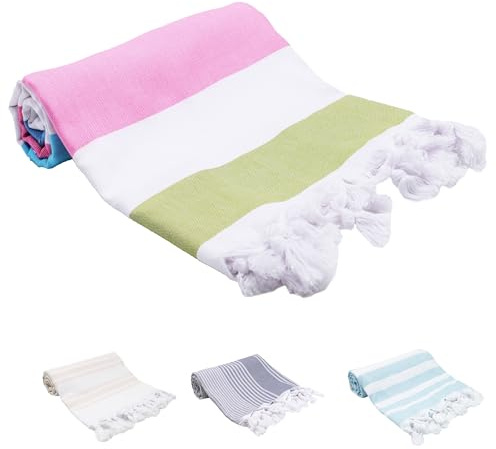 ZOLLNER Strandtuch - hautfreundliches und weiches Hamamtuch in 90x170 cm - waschbar bis 60°C - Baumwolle - sommerliches Design mit bunten Streifen - Oeko Tex® Zertifiziert