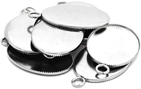 10 Edelstahl Anhänger 30x19mm oval mit Cabochon-Träger 25x18mm Kettenanhänger