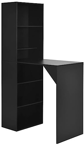 vidaXL Table de Bar avec Armoire, Meuble de Rangement, Table de Bistrot Pub Cuisine Salle à Manger Maison Intérieur, Moderne, Noir