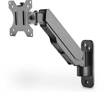 DIGITUS Monitor-Wandhalterung – Gasdruckfeder – bis 32 Zoll – 8 kg Traglast | Vesa 75x75, 100x100 – schwenkbar, neigbar, dreh- und höhenverstellbar – Schwarz