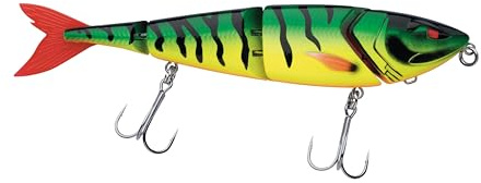 Berkley Zilla Swimming Lure, Multi-Jointed Swimbait, Slow-Sinking Glide Bait, Long Cast Fishing Lure for Predator Anglers; Pike, Zander, Bass, Fusion19 Treble Hooks, Firetiger, 15g | 120mm