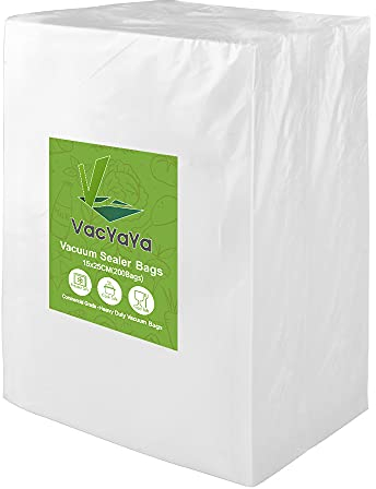 VacYaYa 200 Bags 15x25cm Vacuum Food Sealer Machine Freezer Storage Bags,Vac Seal a Meal Bags with BPA Free and Heavy Duty Sous Vide Vaccume Seal PreCut Bag