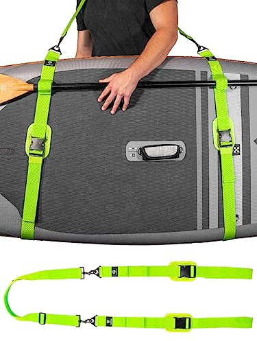 Gradient Fitness - SUP Carry Strap/Paddle Board Sling - Green - Adjustable Carrier with Comfortable Padded Shoulder Sling - Heavy Duty Carrying Strap for Stand Up Paddleboarding, Kayaking & Surfing
