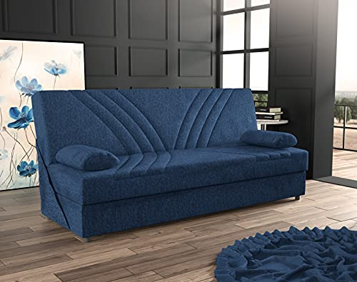 Dmora Schlafsofa 3-Sitzer Ramon 181x81 cm Blau mit Stauraum
