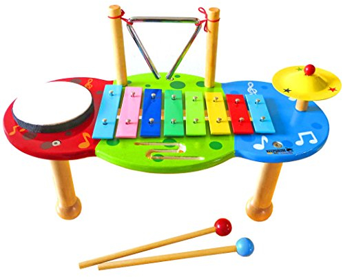 keepdrum Musiktisch Glockenspiel Set Bunt mit Rhythmus-Instrumenten