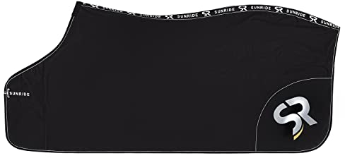 Sunride Abschwitzdecke für Pferde (Boston) aus Softshell mit Fleece - schnelltrocknend, reflektierend und schmutzabweisend (135 cm, schwarz)