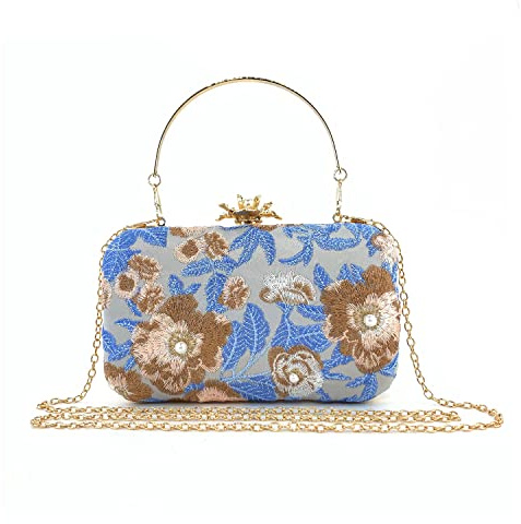 Jywmsc Frauen Stickerei Perlen Clutch Abendtaschen Vintage Geldbörsen für Formelle Party Hochzeit