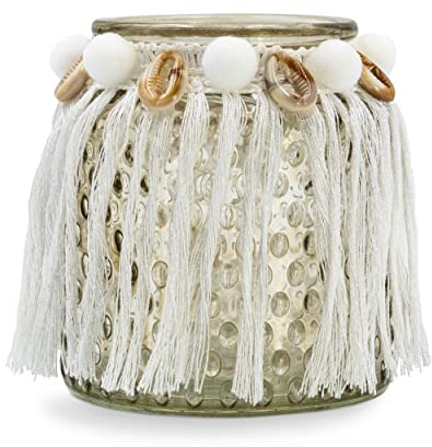 Blümelhuber Windlicht - Maritimes Teelicht mit Muscheln - Boho Windlichter für Drinnen und Draußen - Boho Hochzeitsdeko