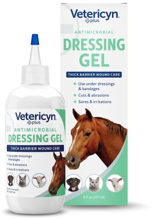 Vetericyn Plus Wound Dressing Gel for Animals| Thick Barrier Wound Care for Cats, Dogs, Horses, and Small Animals, Works on Wounds and Skin Irritations. 8 Ounces