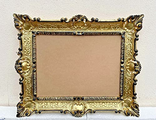 Marco de fotos rectangular dorado antiguo, 57 x 47 cm, marco de espejo barroco, 30 x 40 cm, marco polaco 3049G (dorado y negro)