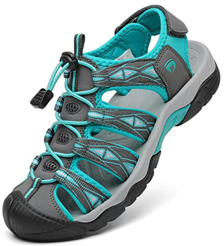 Dannto Women's Sport Hiking Sandals Closed Toe Athletic Water Shoes,GY,7