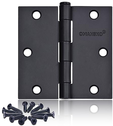 24 Pack Black Door Hinges, 3.5 x 3.5 Inch Black Hinges for Interior Doors 3 1/2 Inch Hinges for Residential Doors, Square Corners Interior Door Hinges for Standard Flat/Bedroom
